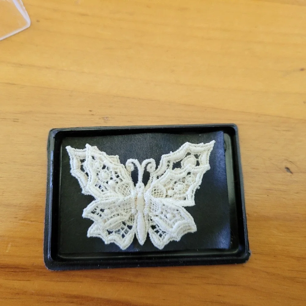 Vintage Regence Bruxelles Belgian Lace Butterfly Pin 3D Wings Boxed